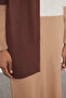 Brown Color-Blocking Knitwear Dress Tctaw25Eb00025 - 4