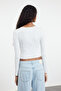 Ecru Square Neck Lace Detailed Crop/Short Knitted Blouse Twoaw25Bz00007 - 6