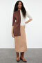 Brown Color-Blocking Knitwear Dress Tctaw25Eb00025 - 2