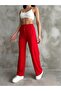 Women's Red Elastic Waist Palazzo Pants - 3