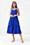 Cobalt Blue Midi Dress - V-Neck, Guipure and Guiped, Adjustable Strap, Aerobin Fabric 10750