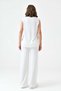 Women's V-Neck Sleeveless Buttoned Vest and High Waist Wide Leg Knitwear Trousers Ecru Knitwear Suit 103 - 3