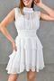 White Chiffon Fabric Stand Collar Skirt Layered Design Sleeveless Mini Dress 093 - 5