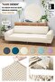 Lycra Stretchable 3-Seater Lemon Yellow Cream Color Elastic Sofa Cover Elastic Armchair Cover