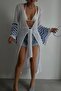 Women's White Flywheel Sleeve Lace-Up Knitted Pareo 23S30004 - 2