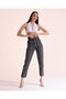 Smoked Lycra High Waist Women's Elastic Waist Button Detailed Fit Mom Jean Jeans - 3