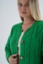 Women's Green Oversize Crew Neck Buttoned Hair Braided Wool Blend Knitwear Knitted Cardigan - 7