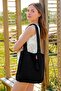 Women's Knitwear Knitted Shoulder Strap Lined Shopper Casual Hand&Shoulder and Beach Bag Black Chax801 - 3