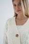 Women's Bone Oversize V-Neck Hair Braided Openwork Buttoned Wool Blend Knitwear Knitted Long Cardigan - 6