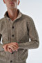 Men's Mink Stand Collar Buttoned Wool Knitted Cardigan with Braided Pockets Trist-5326 - 6