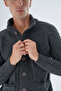 Men's Anthracite Stand Collar Buttoned Wool Knitwear Cardigan with Braided Pockets - 5