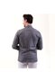 Gray Black Striped Herringbone Wool Winter Western Slim Fit Shirt with Pocket Detail - 3