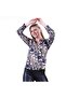 Navy Blue Brown Paisley Patterned Viscose Women's Shirt on Beige - 2