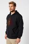 Unisex black zip-up cardigan hooded sweatshirt jacket with yellow and red lion print - 2
