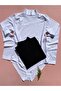 Cotton Lycra Turtleneck Long Sleeve 2-Piece Black and White Women's Clasp Body - Undershirt