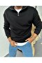 Unisex Winter Sweatshirt with Fleece - Stand Collar, Half Zipper, 2 Thread - 4