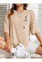 Women's Unisex Oversize Combed Cotton T-Shirt Panda Bamboo Pocket Minimal Design Printed Women's T-Shirt Short Sleeve