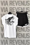 Wolf / Wolf Back Printed White Sleeveless Sports T-Shirt and Black Shorts Sport Set