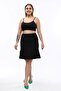 Plus Size - Comfort Black Skirt with Elastic Waist, Ruffles and Lycra - 4
