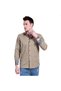 Khaki Navy Blue Polka Dot Collar Cuff Detail Slim Fit Men's Shirt - 4