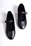 Women's Black Leather Mary Jane Ballerina Flats - 5