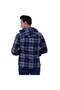 Blue White Navy Blue Plaid Hooded Double Pocket Woolen Winter Lumberjack Jacket Shirt - 4