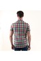 Red Green Blue Plaid Checked Cotton Slim Fit Short Sleeve Summer Shirt - 4
