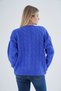 Women's Cobalt blue Oversize Crew Neck Buttoned Hair Braided Wool Blend Knitwear Knitted Cardigan Trist-6166 - 4