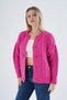 Women's Fuchsia Oversize Crew Neck Buttoned Hair Braided Wool Blend Knitwear Knitted Cardigan Trist-6166 - 6