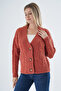 Women's Tile Oversize V-Neck Hair Braided Openwork Buttoned Wool Blend Knitwear Knitted Long Cardigan - 5