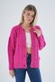 Women's Fuchsia Oversize Crew Neck Buttoned Hair Braided Wool Blend Knitwear Knitted Cardigan Trist-6166 - 3