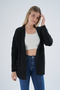Women's Black Oversize Pom-Pom Braided Long Wool Blend Knitwear Knitted Cardigan Trist-6165 - 7