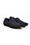 Navy Blue Suede Laceless Genuine Leather Men's Shoes