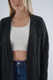 Women's Black Oversize Pom-Pom Braided Long Wool Blend Knitwear Knitted Cardigan Trist-6165 - 8