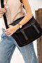 Long Strap Canvas Crossbody Messenger Women's Crossbody Bag Black - 2