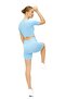Seamless Tummy Control Leggings and Short Sleeve Bustier Sports Bottom-Top Set - 2