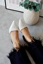 Blush White Tweed Pointed-Toe Short Block-Heel Women's Shoes - 2