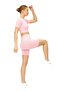 Seamless Tummy Control Leggings and Short Sleeve Bustier Sports Bottom-Top Set - 3