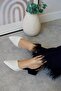 Blush White Tweed Pointed-Toe Short Block-Heel Women's Shoes