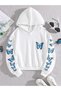 Butterfly Printed Children's Sweatshirt - Oversize Winter Hooded Hoodie