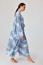Bitkisel Ipek Mavi Desenli Kimono - 3