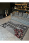Mira Black Gray Tones Modern Decorative Carpet with Flower Detail Mira5509 - 2