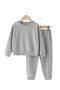2-Piece Plain Unisex Kids Double Pocket Black-Grey Tracksuit Set - 6