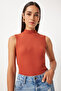 Women's Brick Beige Turtleneck Sleeveless Pack of 2 Knitted Blouse GT00012 - 2