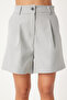 Women's Gray Pleated Viscose Shorts To00146 - 3