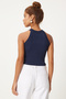 Women's Navy Blue Stylish Button Detail Halter Neck Knitwear Blouse Fn03254 - 4