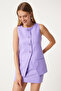 Women's Lilac Mini Woven Skirt Fn03240 - 3