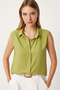 Women's Pistachio Green Sleeveless Viscose Shirt To00129