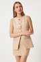 Women's Cream Mini Woven Skirt Fn03240 - 4
