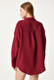 Women's Burgundy Oversize Basic Muslin Shirt Mx00150 - 5